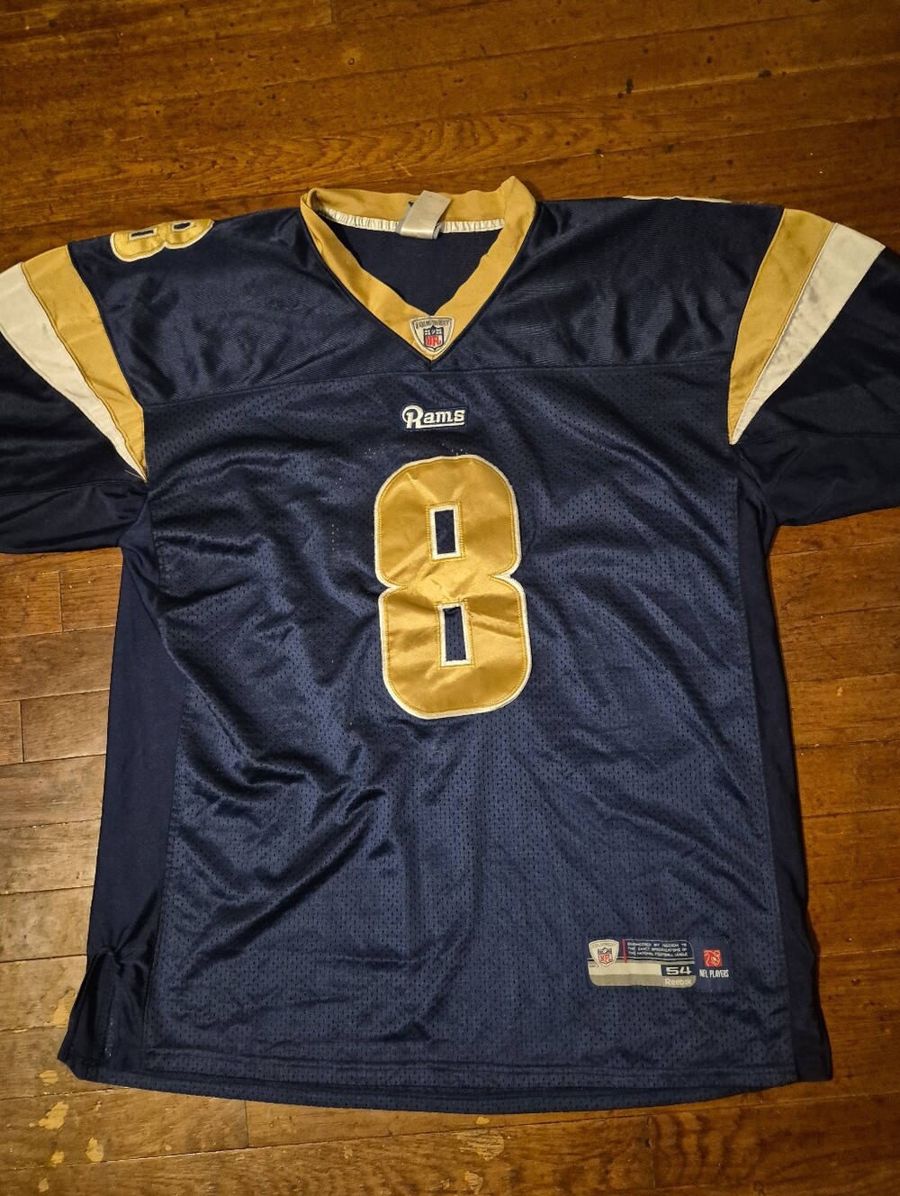 St. Louis/LA Rams Mens Sz 54 Reebok On Field Blue Football Jersey